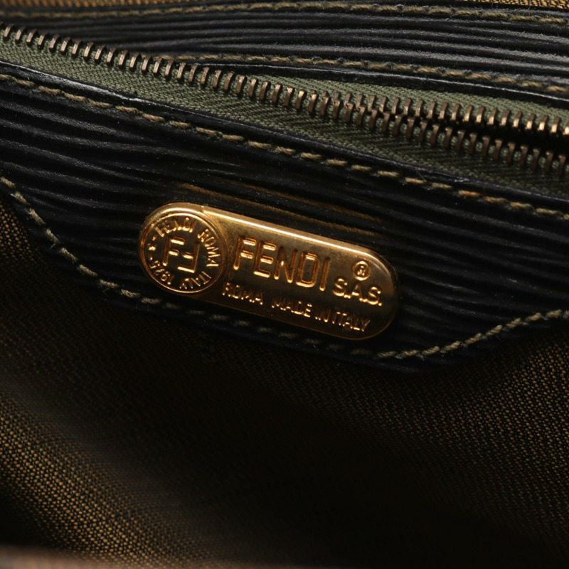 FENDI Zucca 單肩斜背包 帆布皮革 棕色 黑色 二手 女士-3