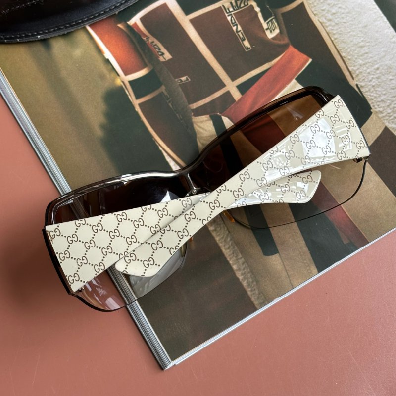 ::GUCCI:: Y2K 米白色咖啡鏡片 墨鏡 太陽眼鏡-4