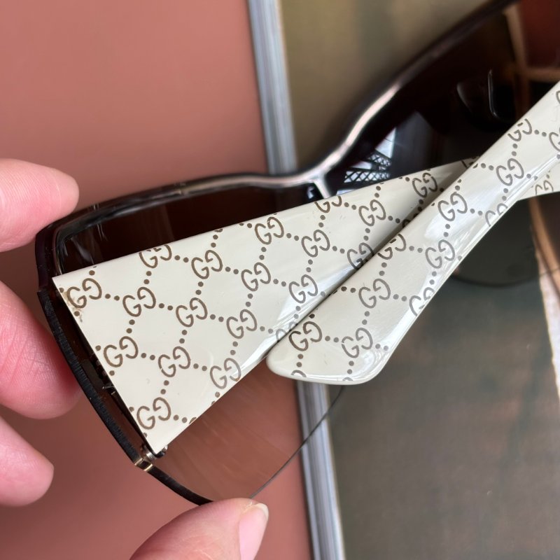 ::GUCCI:: Y2K 米白色咖啡鏡片 墨鏡 太陽眼鏡-7