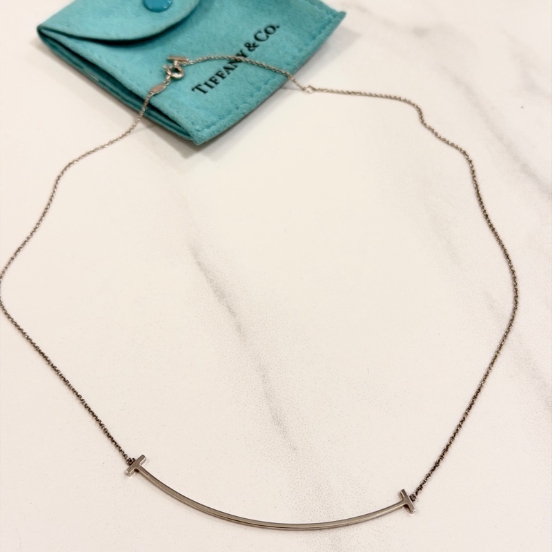 Tiffany & Co. Smile 大號 微笑 笑臉 925 純銀 項鏈 頸鍊 項鍊 鎖骨鍊-0