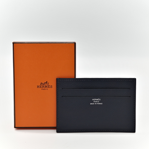 Hermès 愛馬仕 深藍色 絲巾內裡 卡包