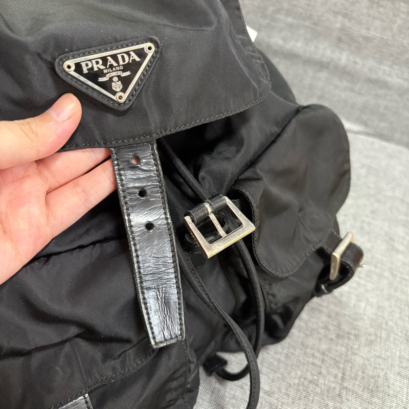 Prada 尼龍多用途 黑色雙肩包 背包-7