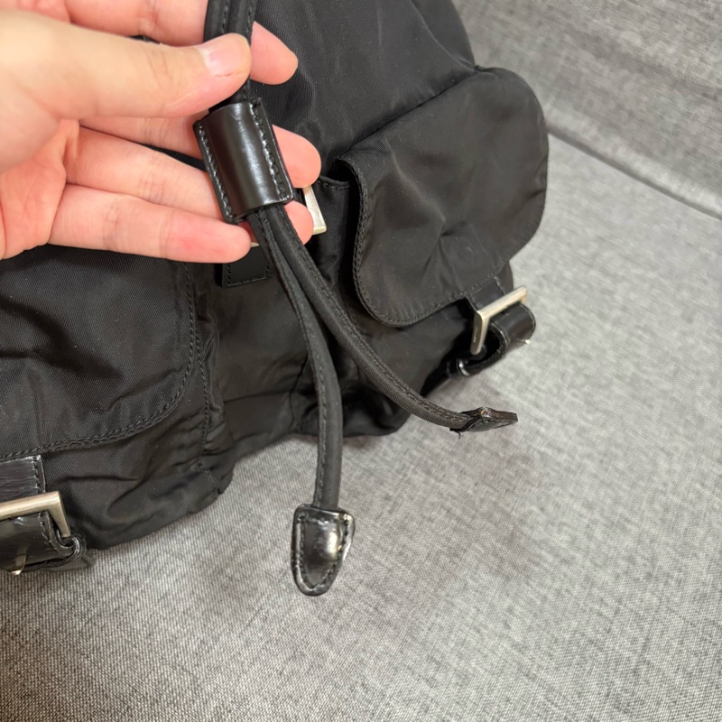 Prada 尼龍多用途 黑色雙肩包 背包-9