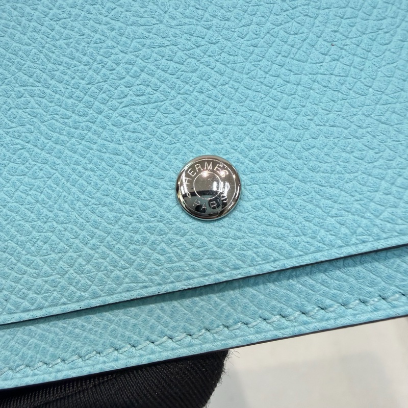 Hermes Flamingo Party Soie-Cool 藍色Epsom拼絲綢布長夾 XC501-33