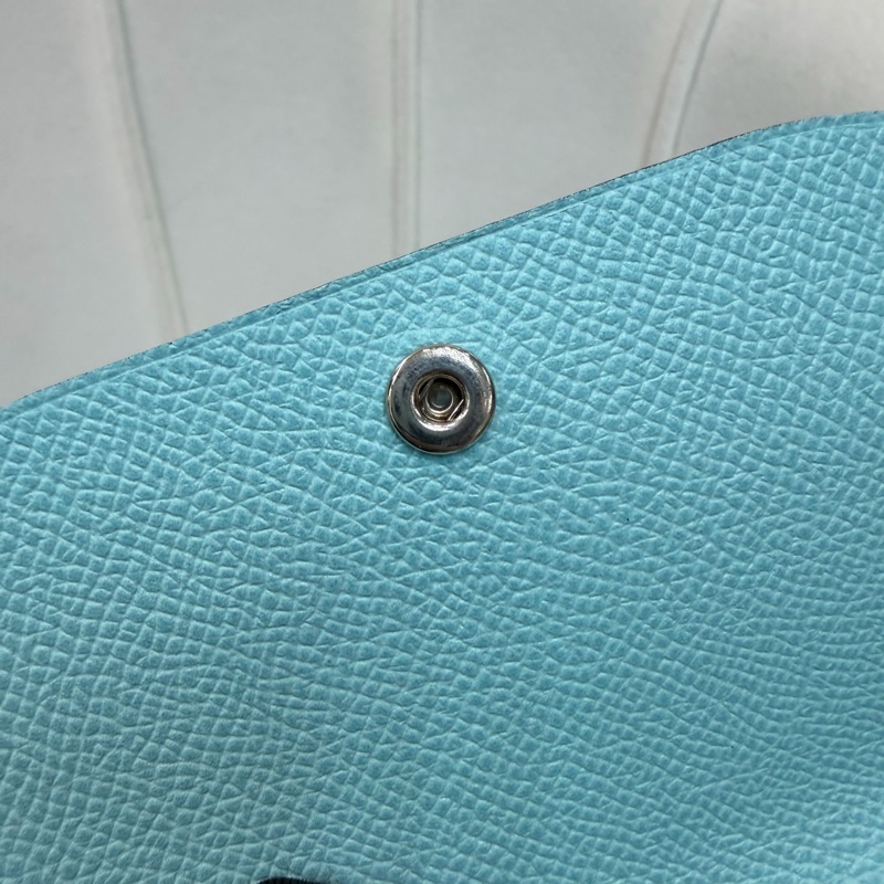Hermes Flamingo Party Soie-Cool 藍色Epsom拼絲綢布長夾 XC501-34