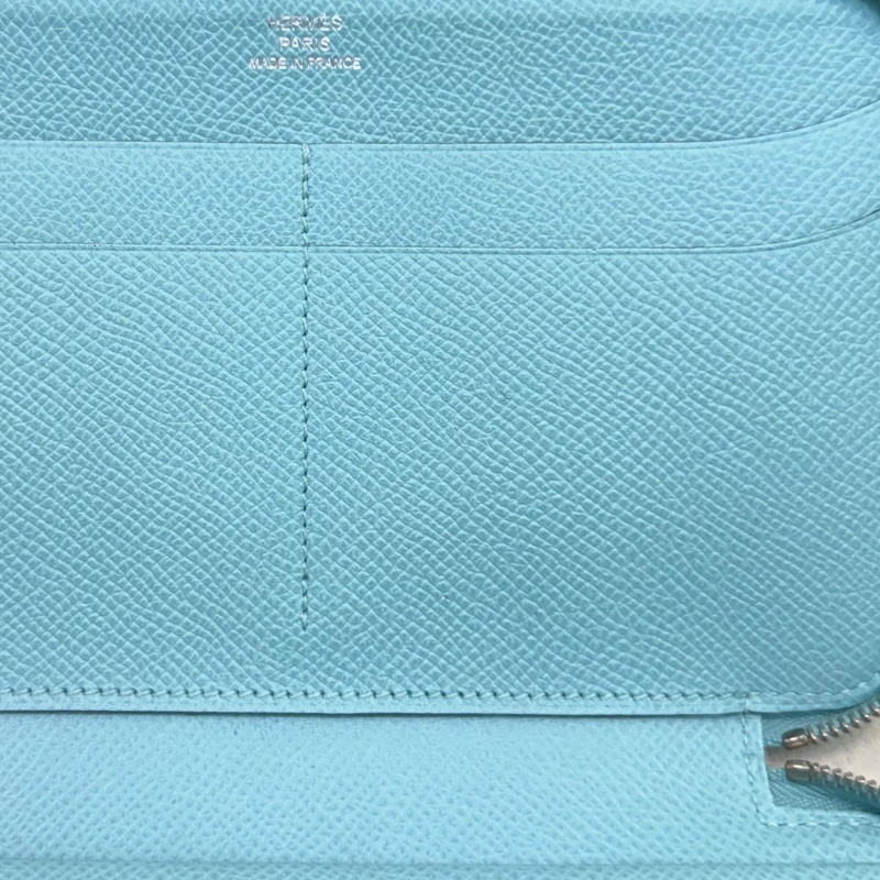 Hermes Flamingo Party Soie-Cool 藍色Epsom拼絲綢布長夾 XC501-39