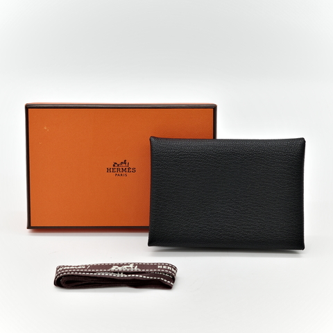 Hermès 愛馬仕 黑色 羊皮 雙層卡包