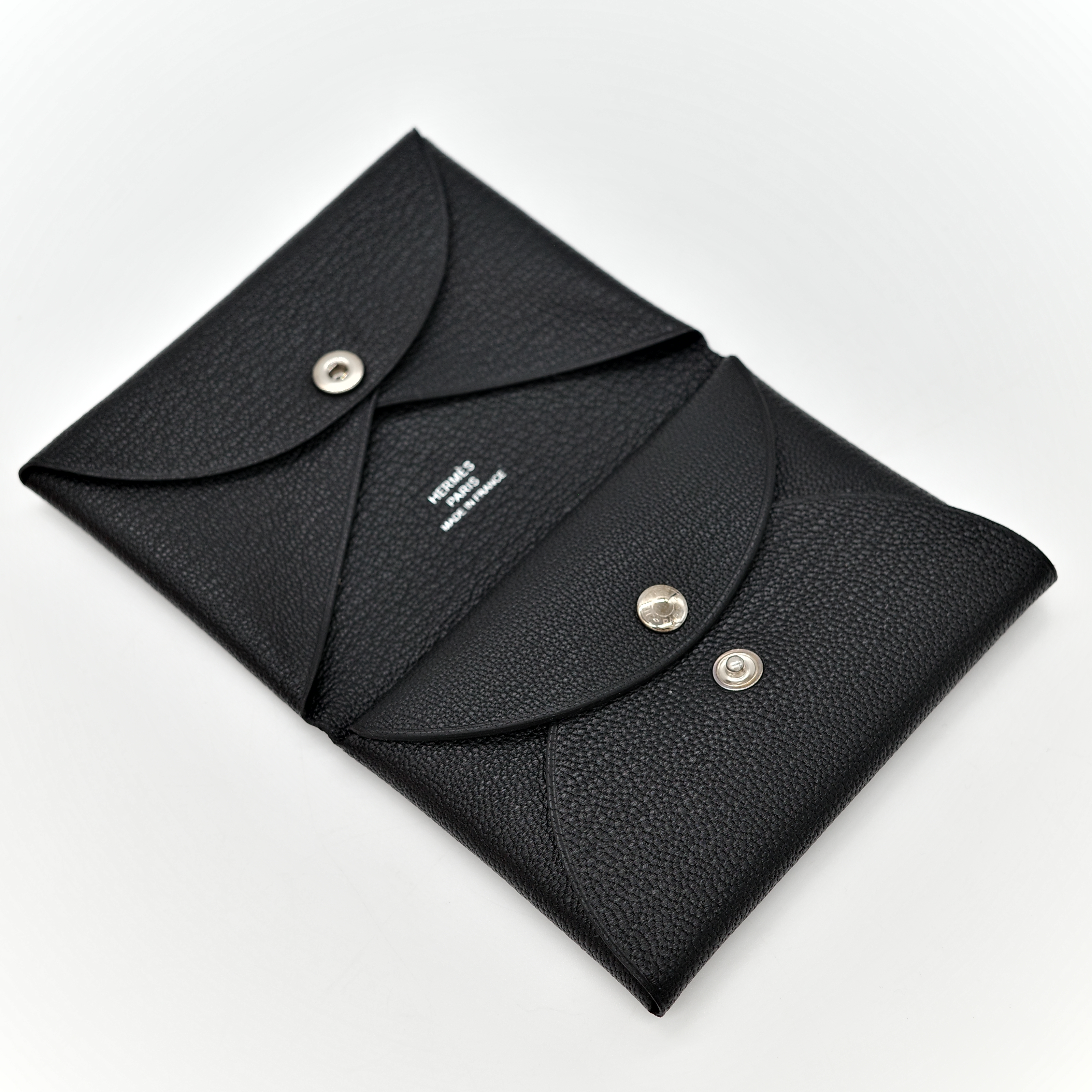 Hermès 愛馬仕 黑色 羊皮 雙層卡包-4