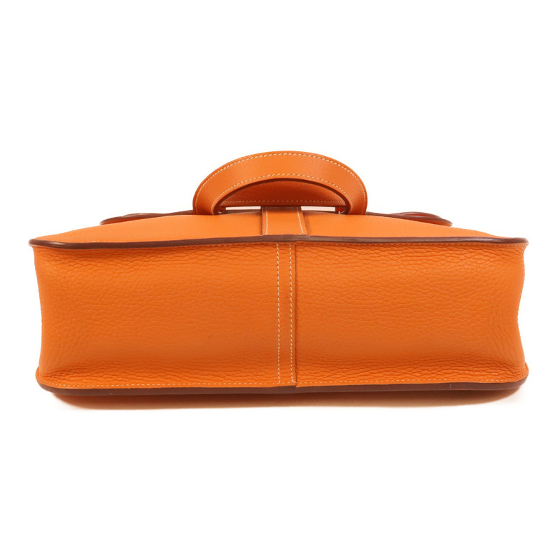 HERMES Clemence皮革Halzan 31手挽肩背兩用袋Orange-3