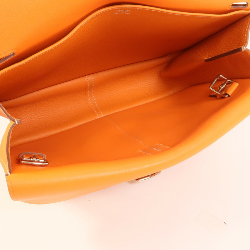 HERMES Clemence皮革Halzan 31手挽肩背兩用袋Orange-4