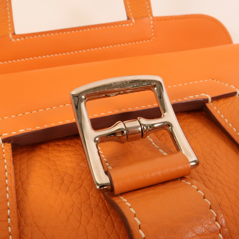 HERMES Clemence皮革Halzan 31手挽肩背兩用袋Orange-6