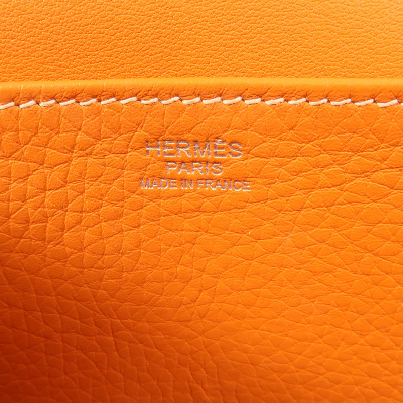 HERMES Clemence皮革Halzan 31手挽肩背兩用袋Orange-8