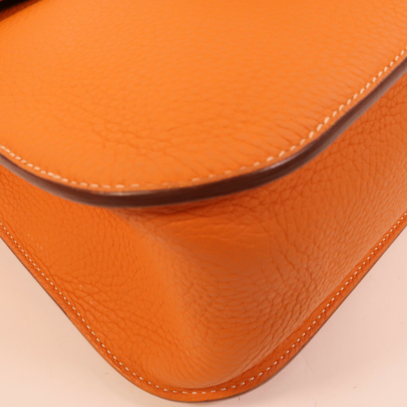 HERMES Clemence皮革Halzan 31手挽肩背兩用袋Orange-11