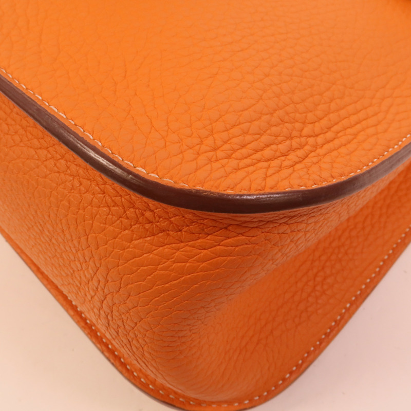HERMES Clemence皮革Halzan 31手挽肩背兩用袋Orange-12