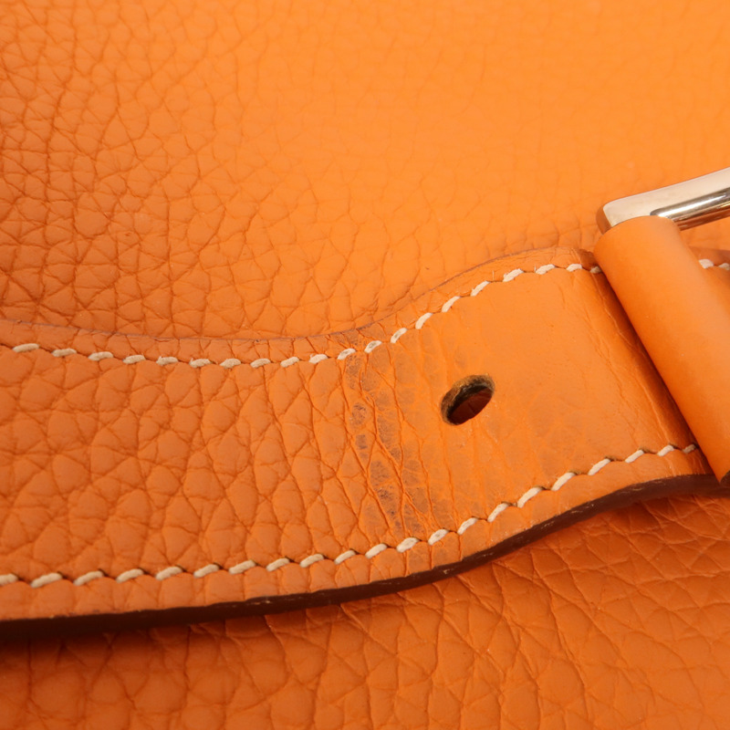 HERMES Clemence皮革Halzan 31手挽肩背兩用袋Orange-16
