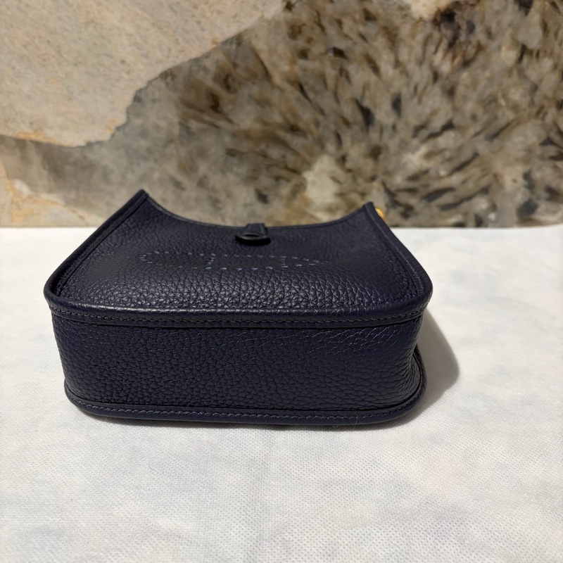 Hermes 藍金釦 Mini Evelyne 格紋背帶-3