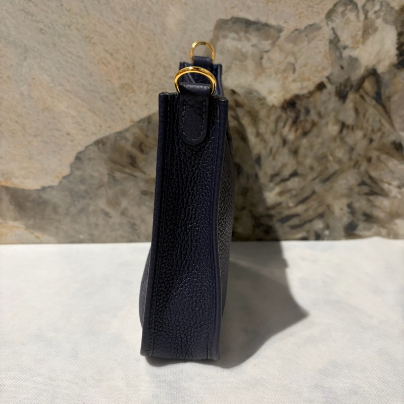 Hermes 藍金釦 Mini Evelyne 格紋背帶-4