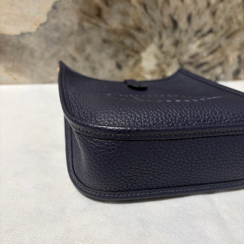 Hermes 藍金釦 Mini Evelyne 格紋背帶-5