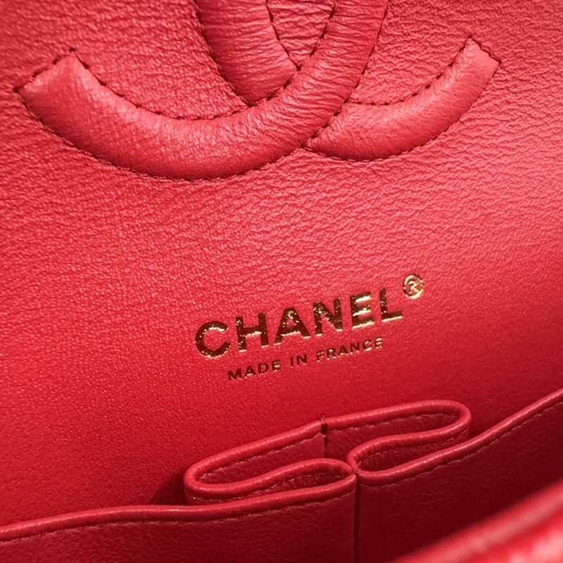 CHANEL紅色荔枝牛皮金釦coco25 A01112-12