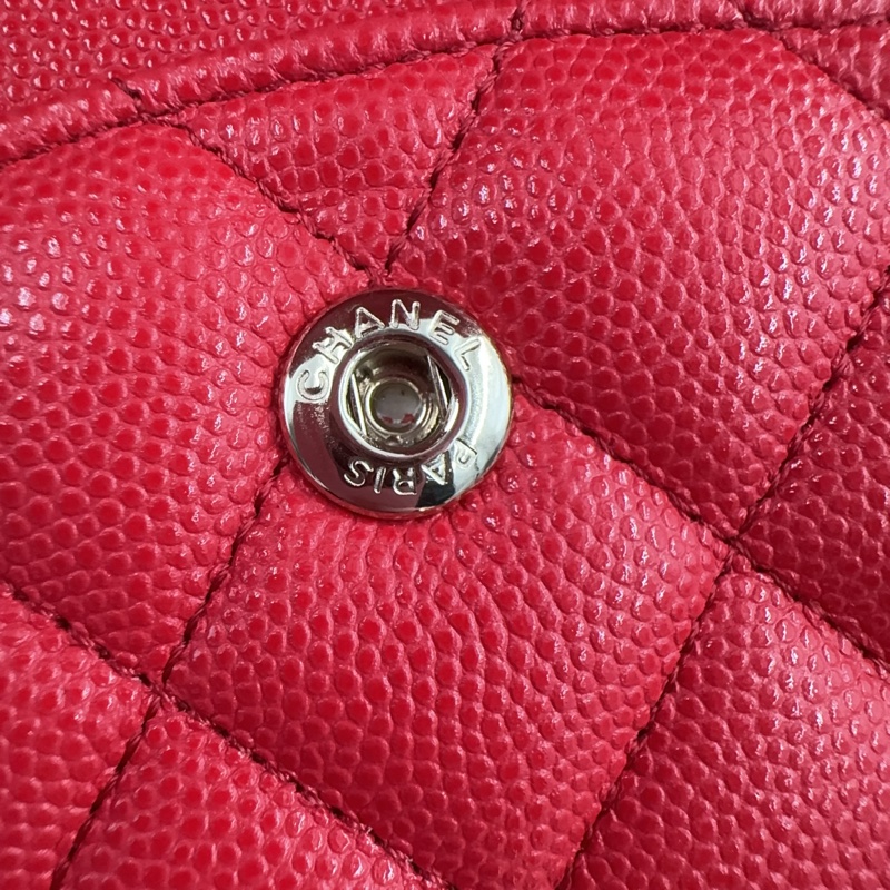 CHANEL紅色荔枝牛皮金釦coco25 A01112-19