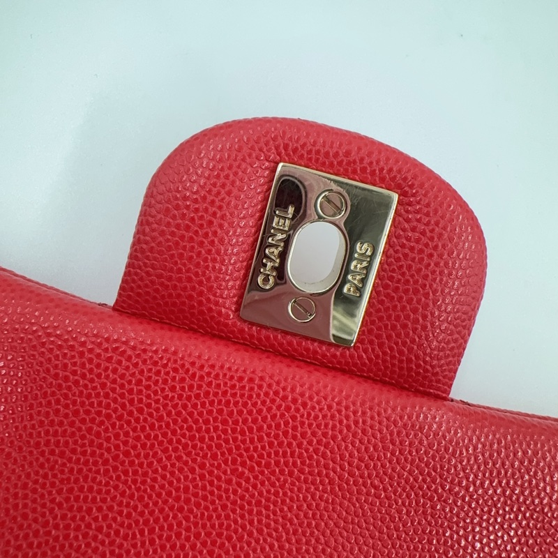 CHANEL紅色荔枝牛皮金釦coco25 A01112-21