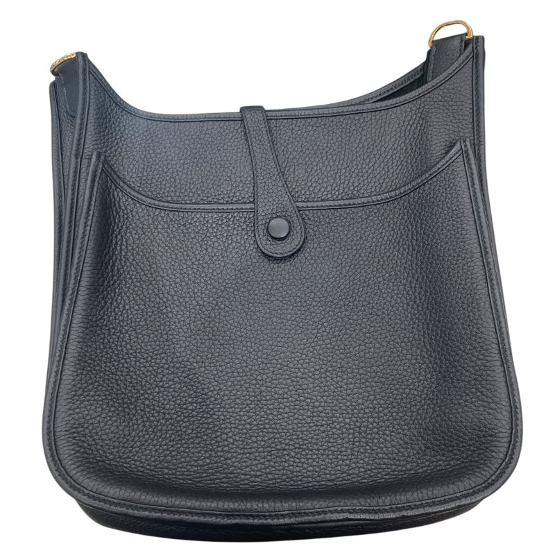 HERMES 愛馬仕 EVELYNE30 黑色 皮革 金釦-1