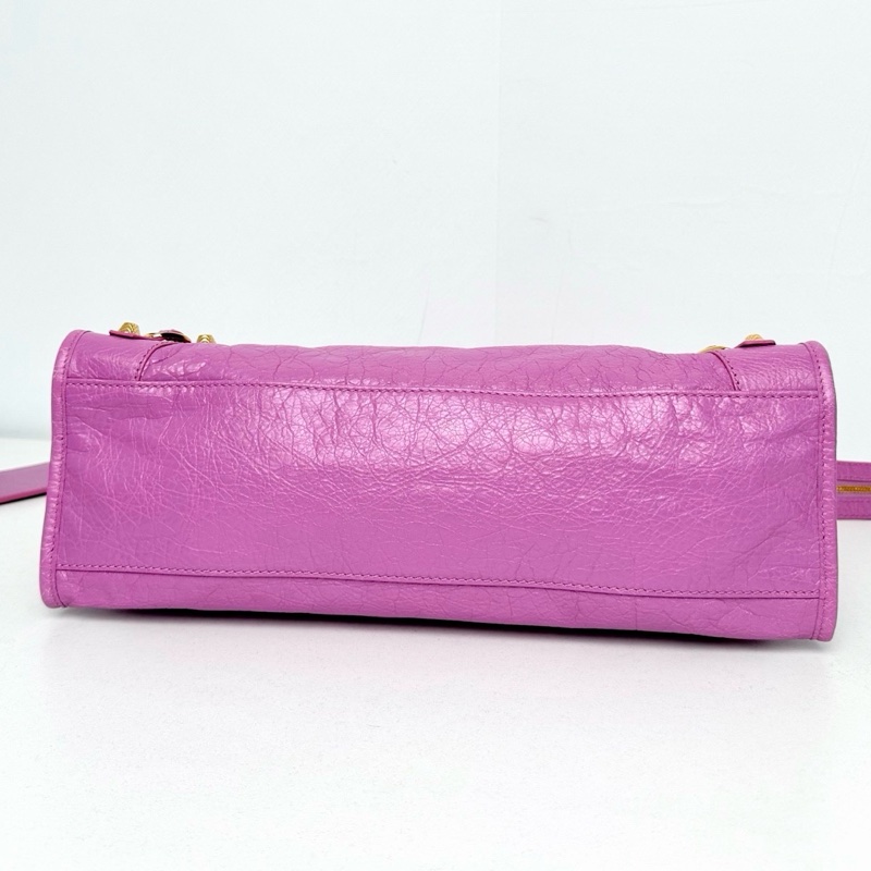 【近新閒置品】Balenciaga 巴黎世家 中號classic city 金扣香芋紫油蠟皮機車包手提包-15