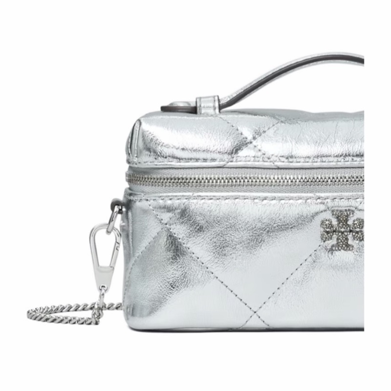 Tory Burch 女士 KIRA 鑽石絎縫金屬化妝箱均碼碼18.5cm*7cm*9.4cm-1