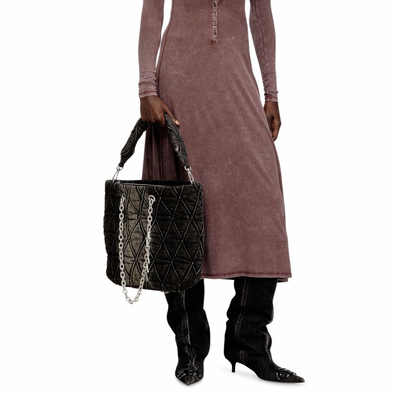 Diesel 女士 Charm-D 絎縫牛仔布手提包均碼碼40cm*12cm*31cm-4