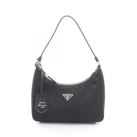 PRADA 2005 復刻版 Re-Nylon 迷你手提包 1N204M Saffiano 皮革 黑色 二手