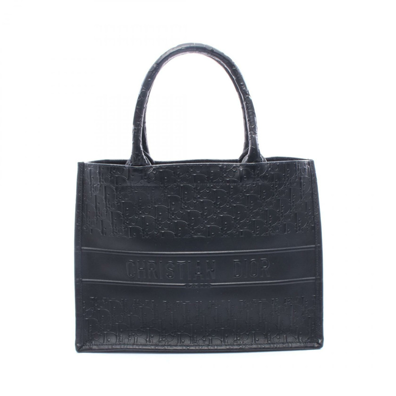 Christian Dior BOOK TOTE 中型斜背手提包,黑色皮革,二手女款-0