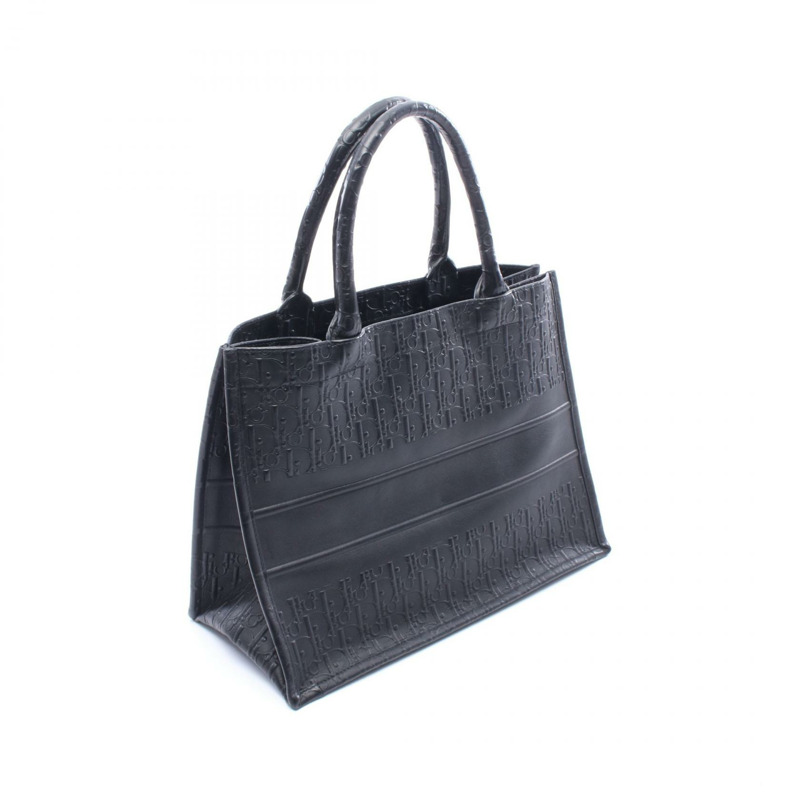 Christian Dior BOOK TOTE 中型斜背手提包,黑色皮革,二手女款-1