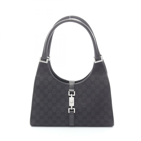 GUCCI Jackie GG帆布單肩手提包 01719 帆布皮革黑色二手女款
