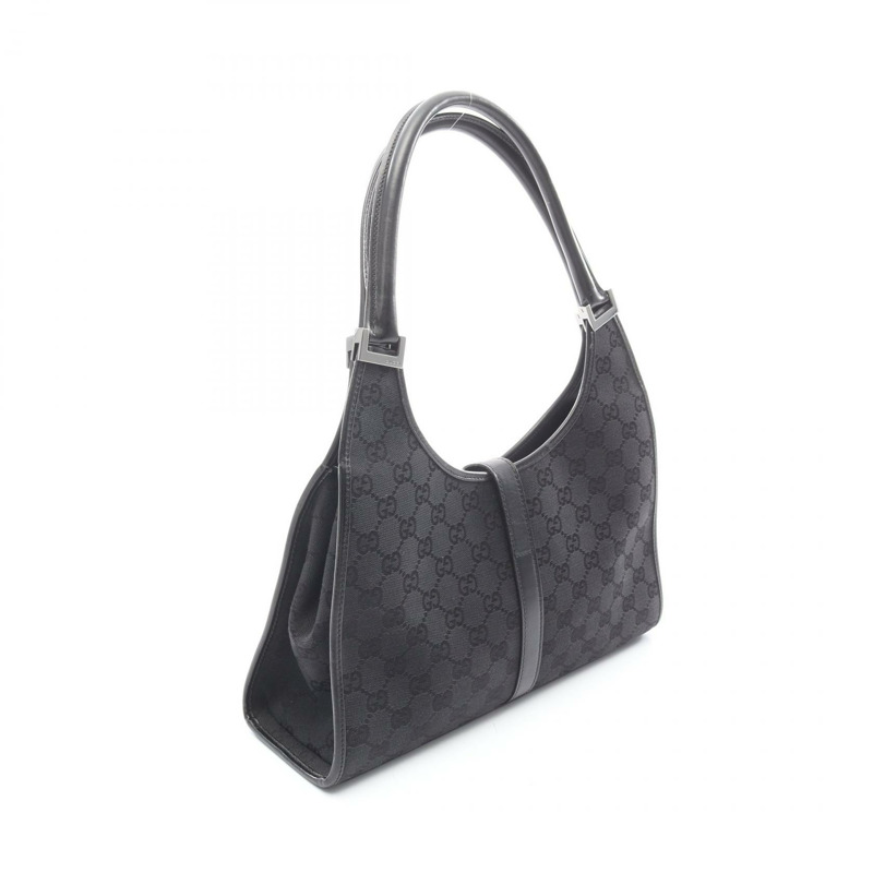 GUCCI Jackie GG帆布單肩手提包 01719 帆布皮革黑色二手女款-1