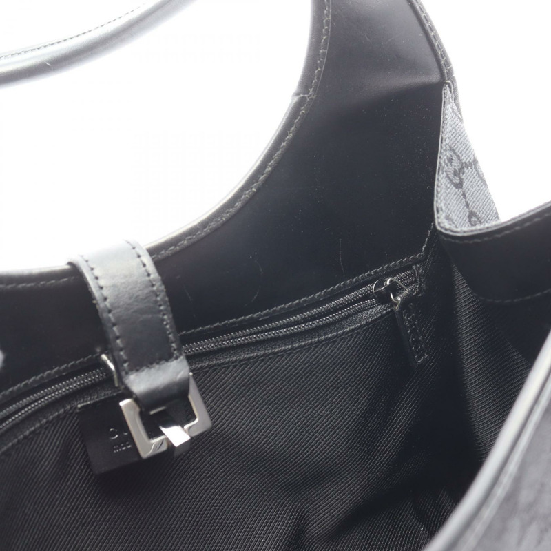 GUCCI Jackie GG帆布單肩手提包 01719 帆布皮革黑色二手女款-4