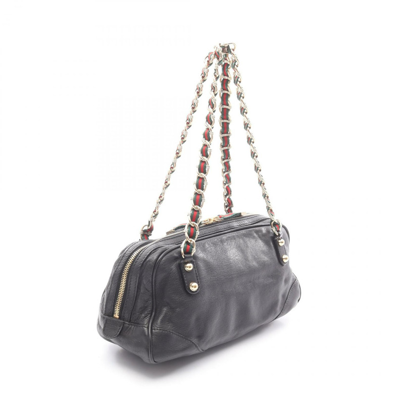 GUCCI Sherry系列鏈條單肩包 152462 黑色皮革 二手 女士-1