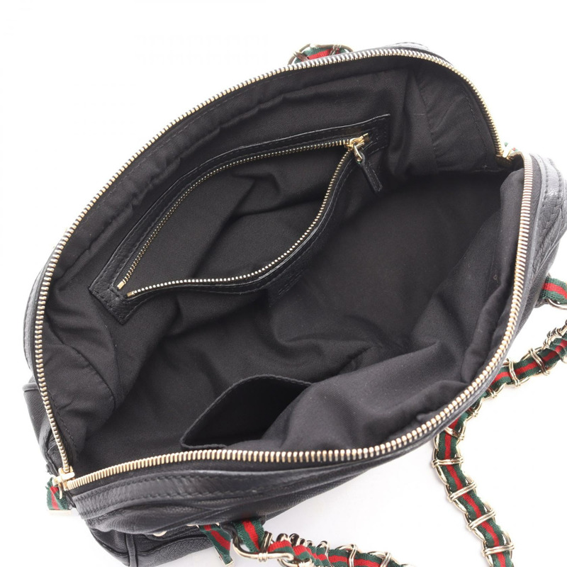 GUCCI Sherry系列鏈條單肩包 152462 黑色皮革 二手 女士-2