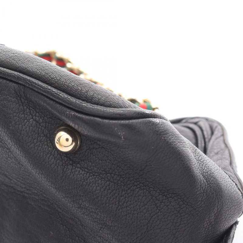 GUCCI Sherry系列鏈條單肩包 152462 黑色皮革 二手 女士-6