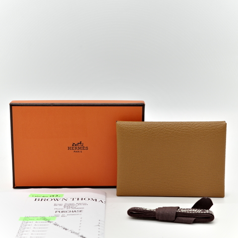 Hermès 愛馬仕 餅乾色X 氣泡綠 山羊皮 拼色 雙層卡包