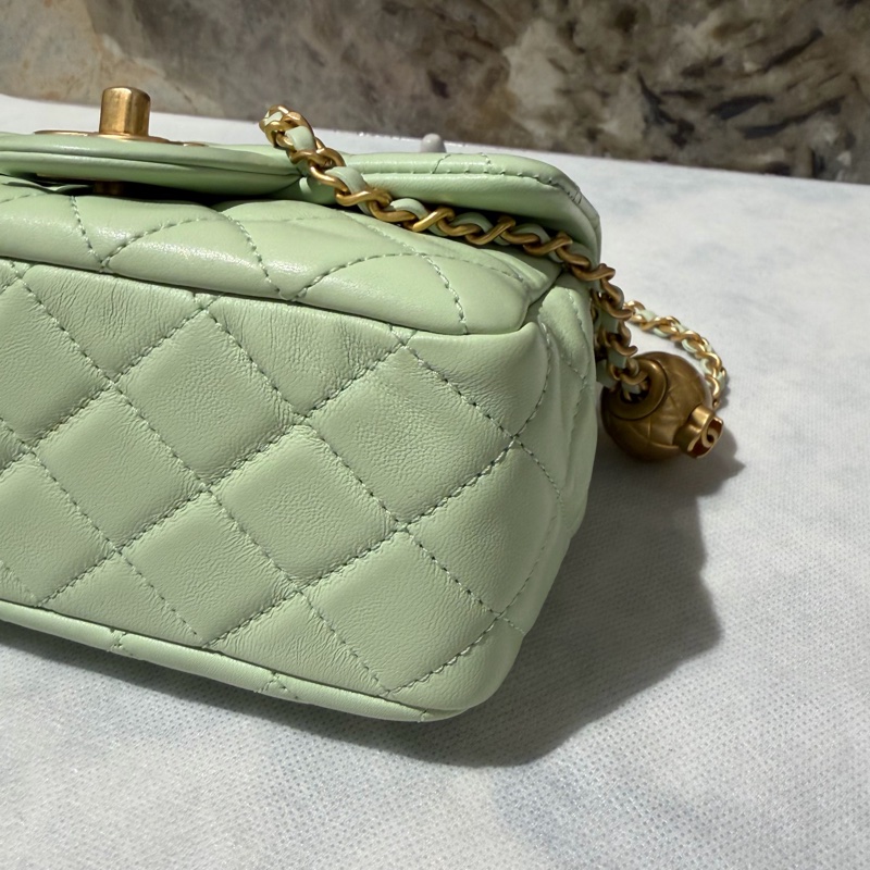 Chanel 氣泡綠霧金鏈金球方胖-6