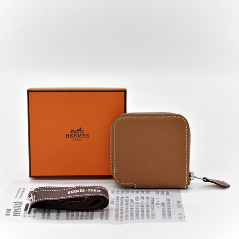 Hermès 愛馬仕 金棕色 絲巾內裡 Epsom 零錢包