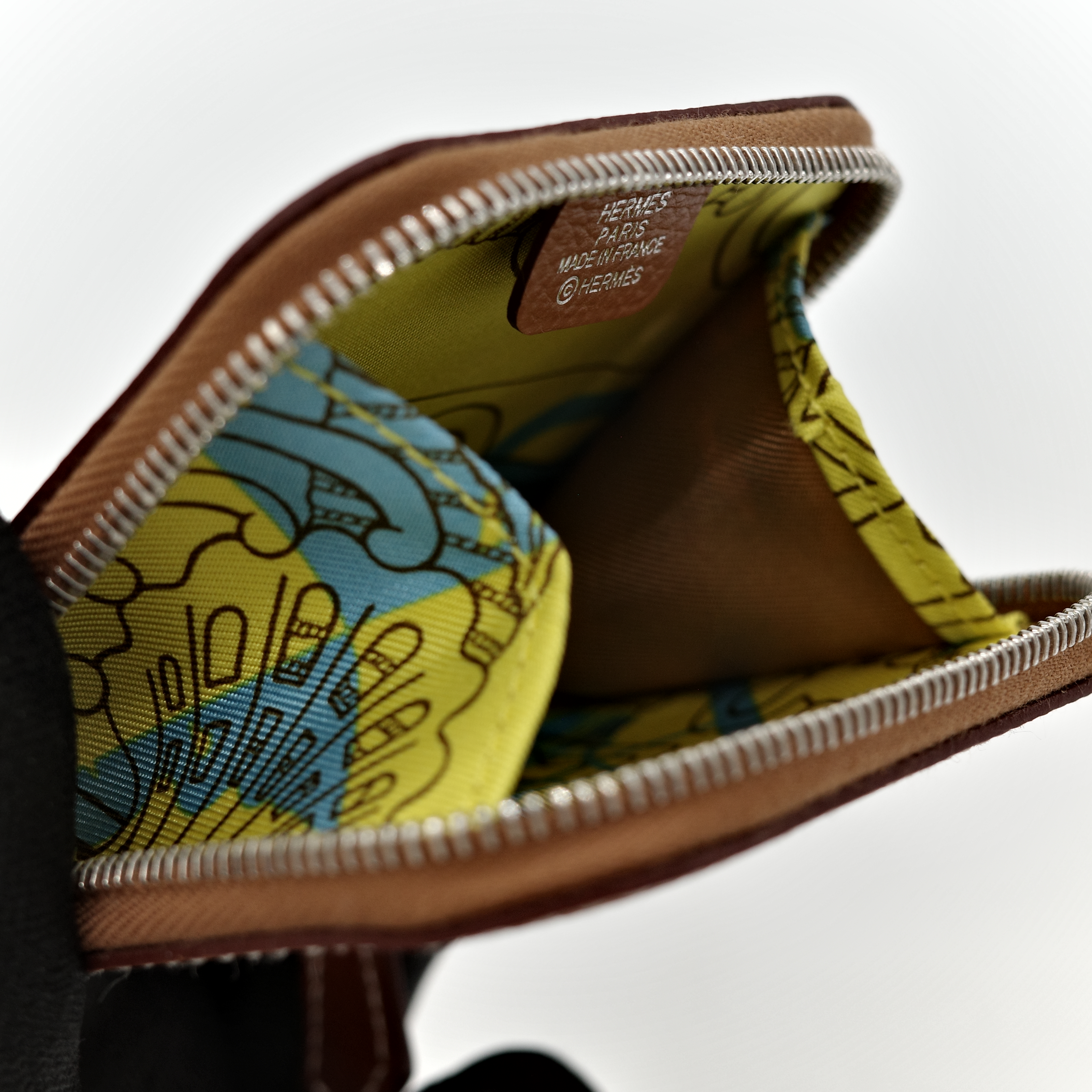 Hermès 愛馬仕 金棕色 絲巾內裡 Epsom 零錢包-5