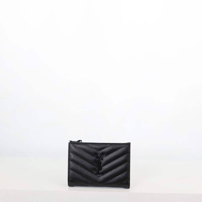 全新Ysl 經典短夾 霧黑款-5