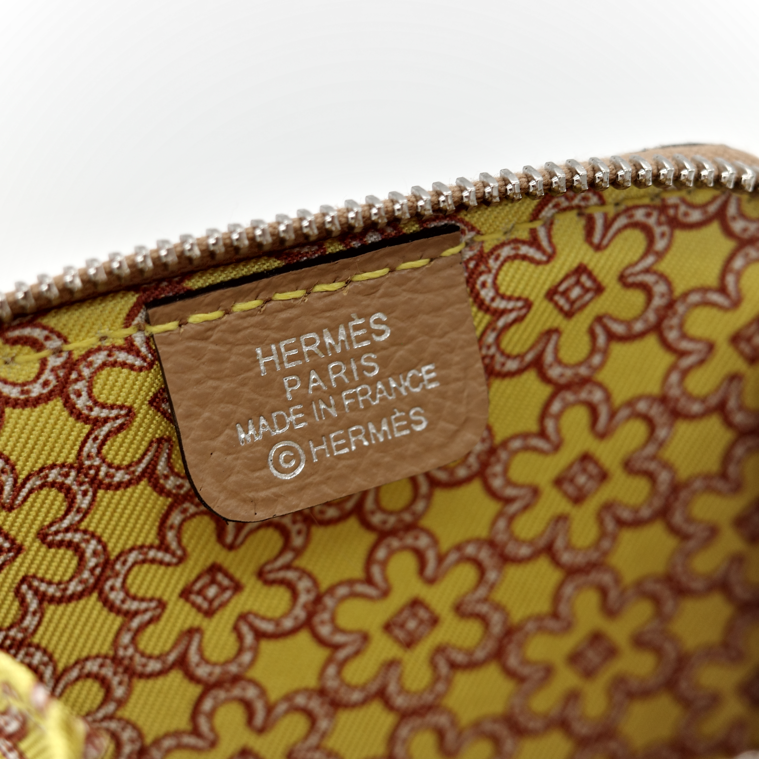 Hermès 愛馬仕 奶棕色 絲巾內裡 Epsom 零錢包-7