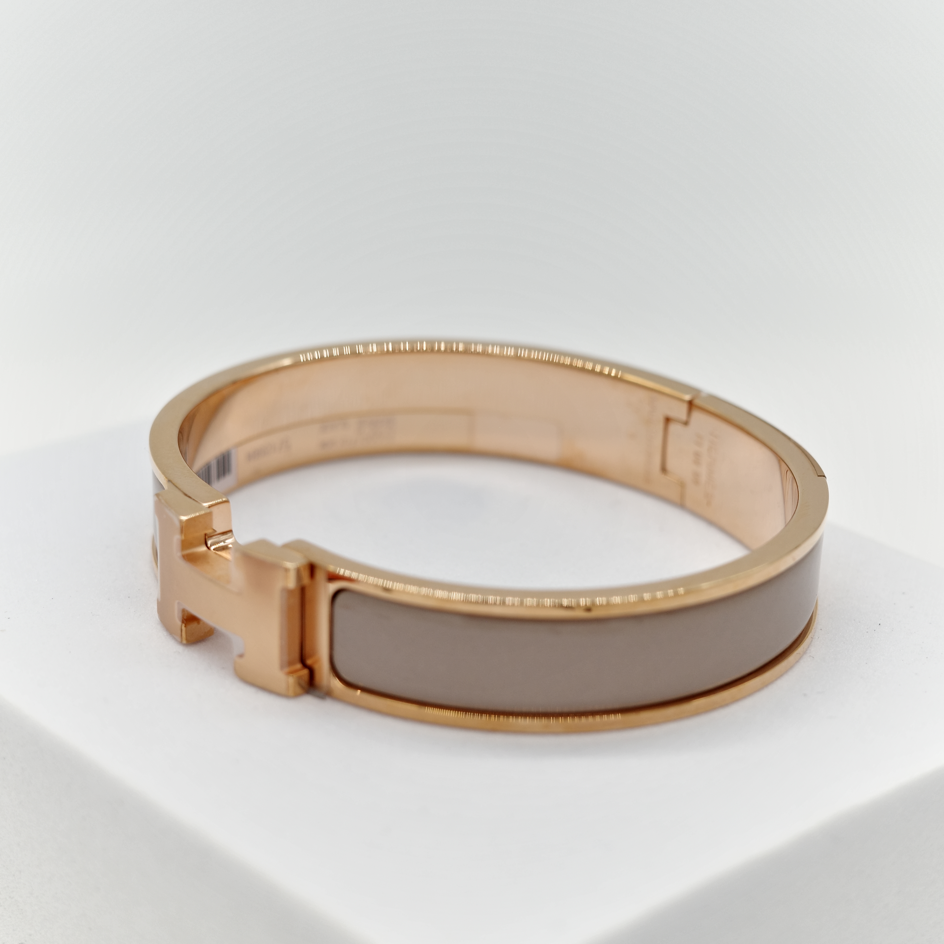 Hermès 愛馬仕 H 釦 奶茶色 金色 琺瑯 手鐲-2