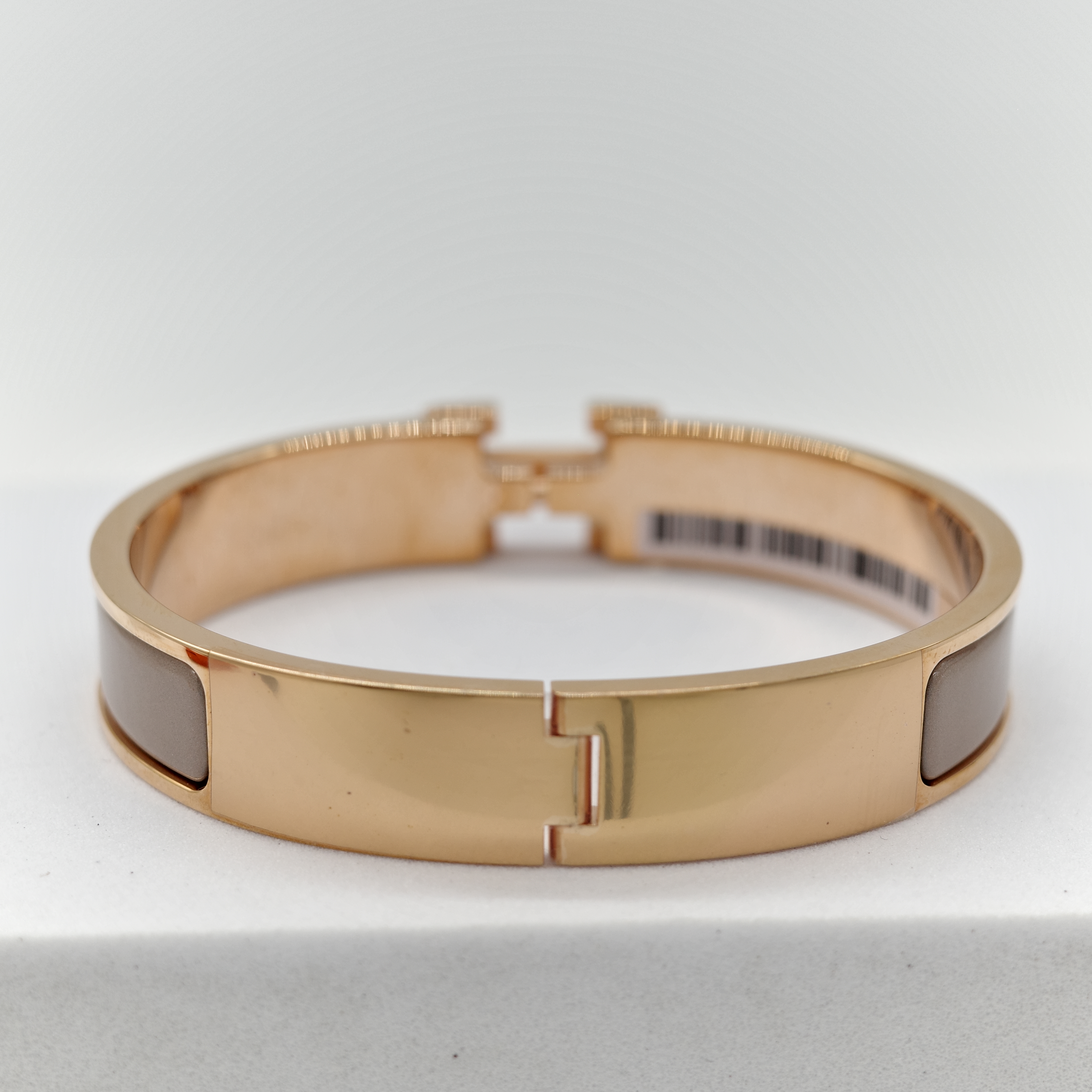 Hermès 愛馬仕 H 釦 奶茶色 金色 琺瑯 手鐲-4