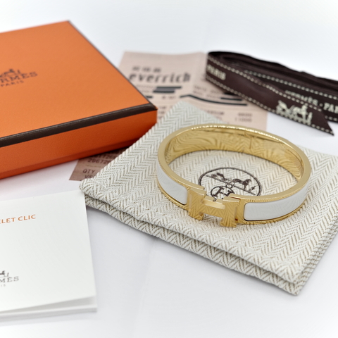 Hermès 愛馬仕 H 釦 白色 琺瑯 手鐲