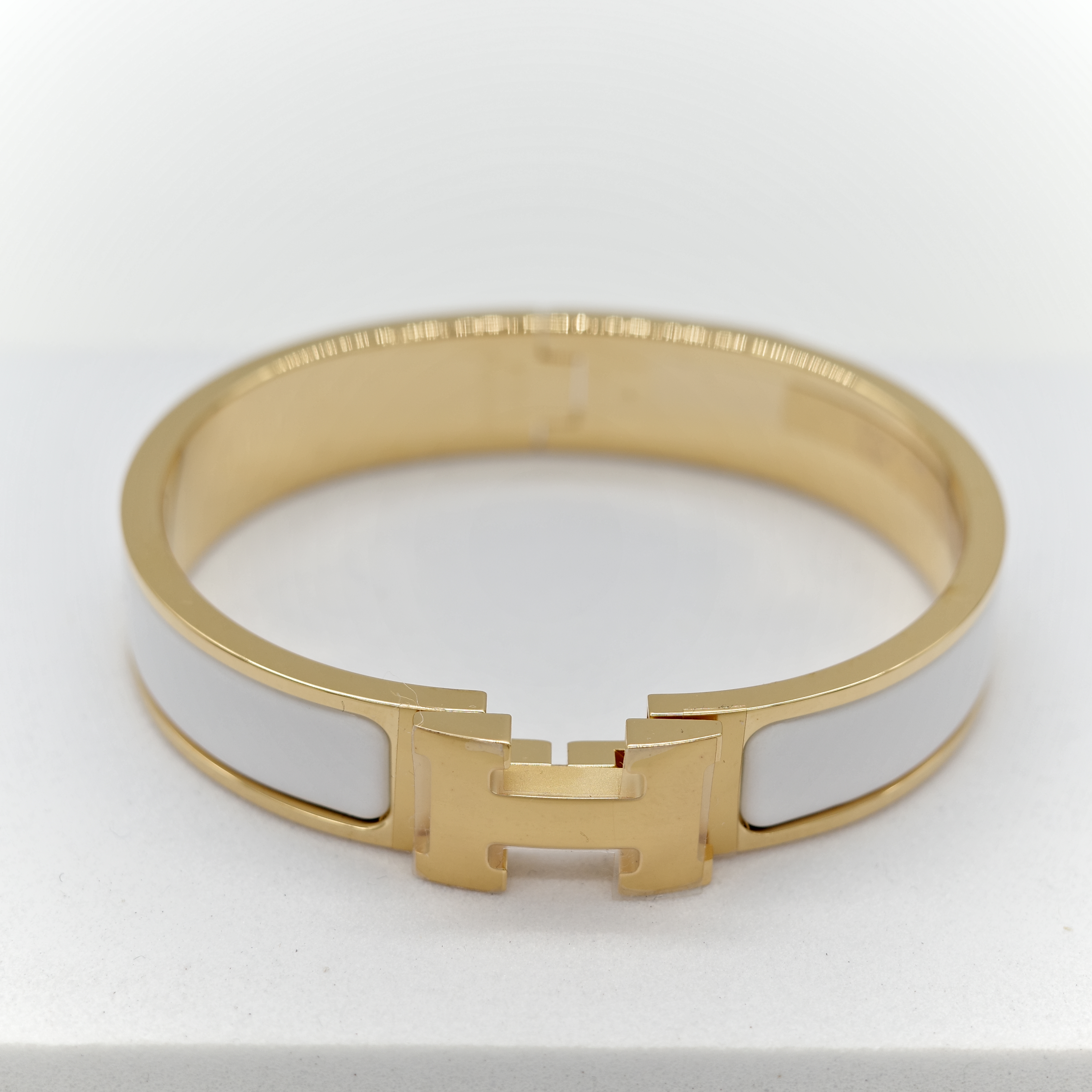 Hermès 愛馬仕 H 釦 白色 琺瑯 手鐲-1
