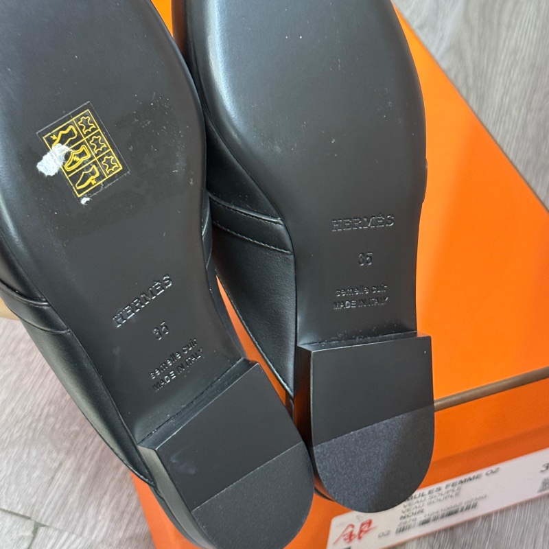 未使用品 Hermes 愛馬仕Kelly流蘇穆勒拖鞋 黑銀 35碼-9