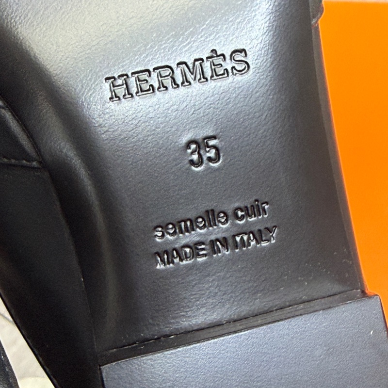 未使用品 Hermes 愛馬仕Kelly流蘇穆勒拖鞋 黑銀 35碼-10